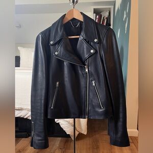 J. Crew Navy Leather Biker Jacket